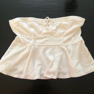 free people white strapless flowy top size l